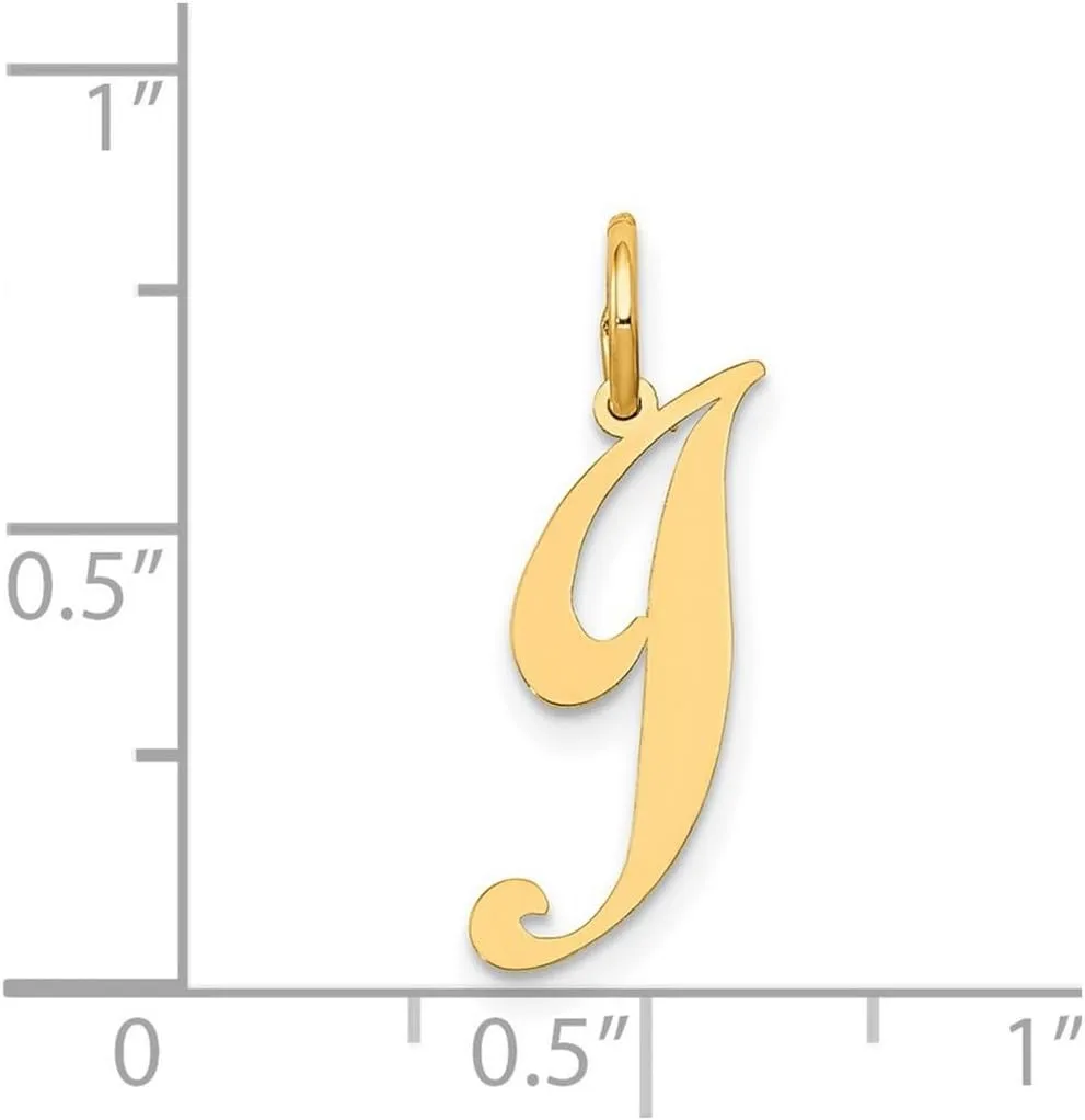 JewelryWeb 14k Yellow Gold Solid Polished Laser cut Small Fancy Script Letter Name Personalized Monogram Initial Charm 15.7x17mm Pendant Necklace for Women