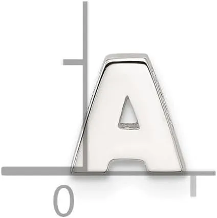 JewelryWeb 925 Sterling Silver E coated Letter Name Personalized Monogram Initial Slide Charm 7.35mm long 2.95mm Thick Pendant Necklace for Women