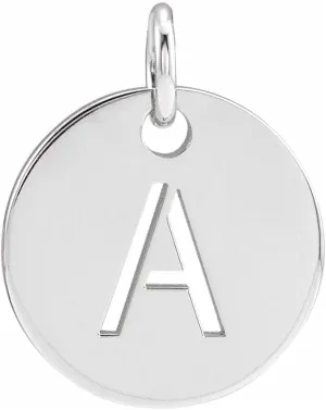 JewelryWeb 925 Sterling Silver Letter Name Personalized Monogram Initial a 10mm Polished Initial Disc Pendant Necklace-Pendant for Women