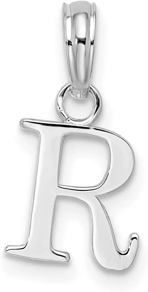 JewelryWeb 925 Sterling Silver Rhodium Plated Polished Block Letter Name Personalized Monogram Initial r Pendant Necklace-Pendant for Women