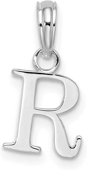 JewelryWeb 925 Sterling Silver Rhodium Plated Polished Block Letter Name Personalized Monogram Initial r Pendant Necklace-Pendant for Women