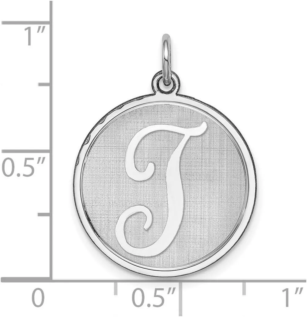 JewelryWeb 925 Sterling Silver Solid Polished back Brocaded Letter Name Personalized Monogram Initial Charm 27x20mm Wide Pendant Necklace for Women