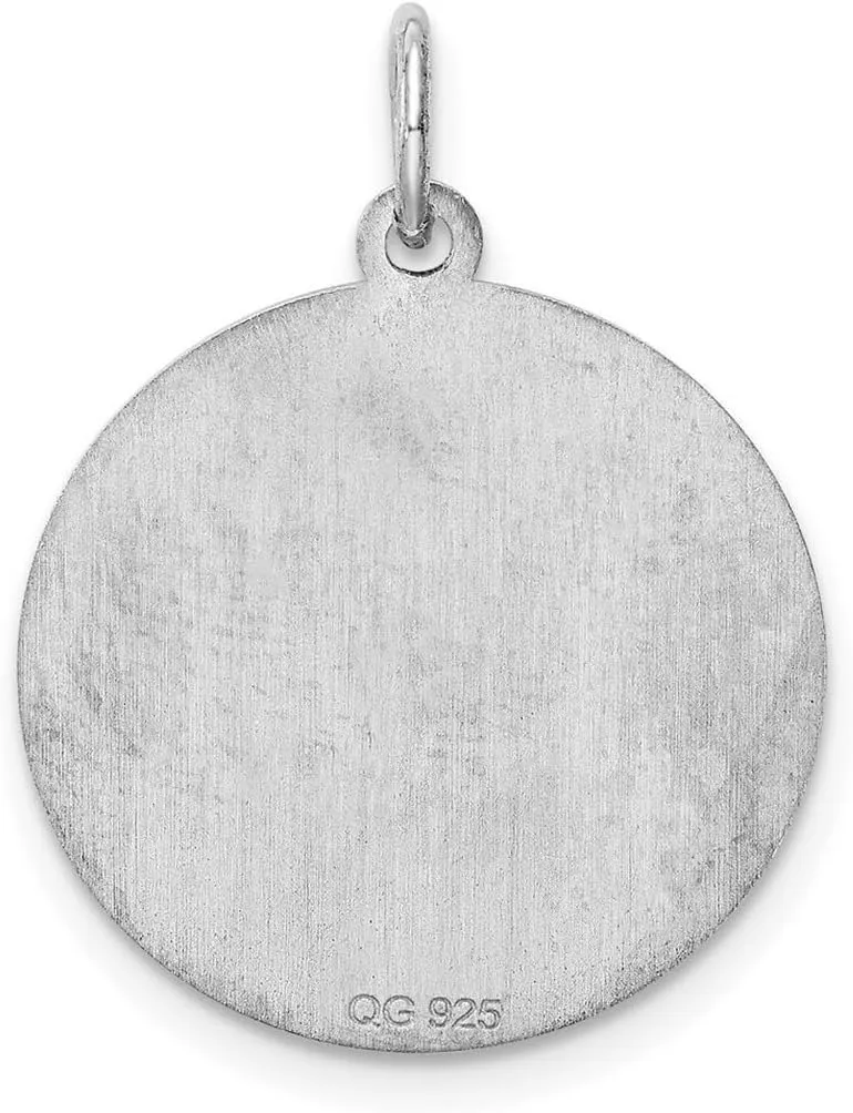 JewelryWeb 925 Sterling Silver Solid Polished back Brocaded Letter Name Personalized Monogram Initial Charm 27x20mm Wide Pendant Necklace for Women