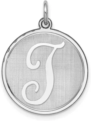 JewelryWeb 925 Sterling Silver Solid Polished back Brocaded Letter Name Personalized Monogram Initial Charm 27x20mm Wide Pendant Necklace for Women
