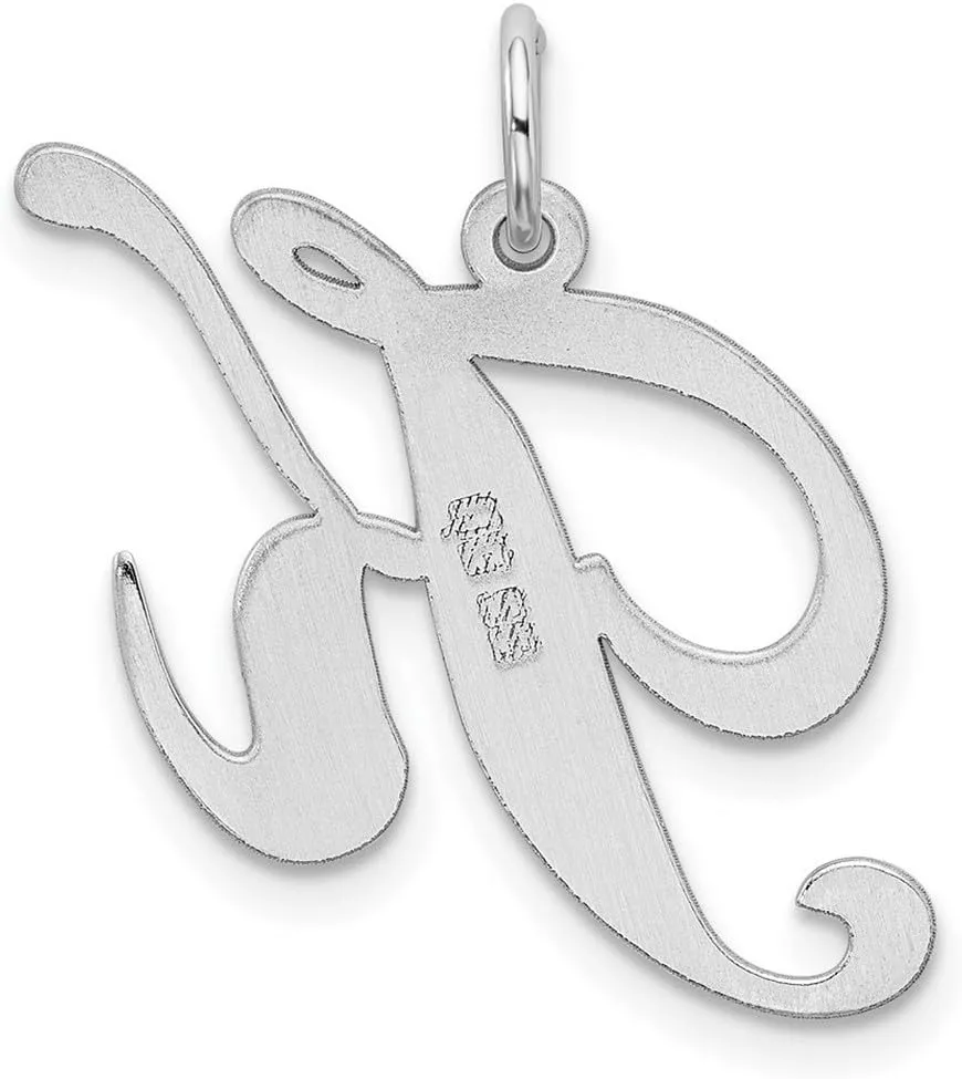 JewelryWeb 925 Sterling Silver Solid Polished Large Fancy Script Letter Name Personalized Monogram Initial Charm 21x24mm Wide Pendant Necklace for Women