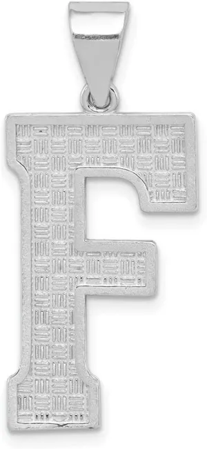 JewelryWeb 925 Sterling Silver Solid Polished Patterned Letter Name Personalized Monogram Initial Charm 35x15mm Wide Pendant Necklace for Women
