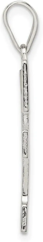 JewelryWeb 925 Sterling Silver Solid Polished Patterned Letter Name Personalized Monogram Initial Charm 35x15mm Wide Pendant Necklace for Women