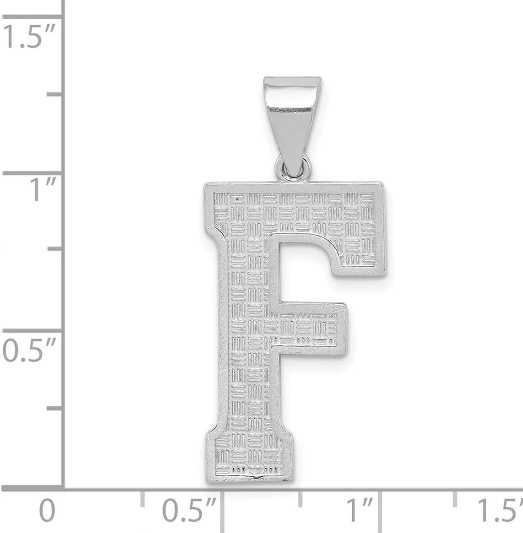 JewelryWeb 925 Sterling Silver Solid Polished Patterned Letter Name Personalized Monogram Initial Charm 35x15mm Wide Pendant Necklace for Women