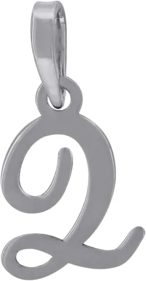 JewelryWeb 925 Sterling Silver Unisex Cursive Letter Name Personalized Monogram Initial Alphabet Q Charm Pendant Necklace 19x10mm Wide-Pendant for Women