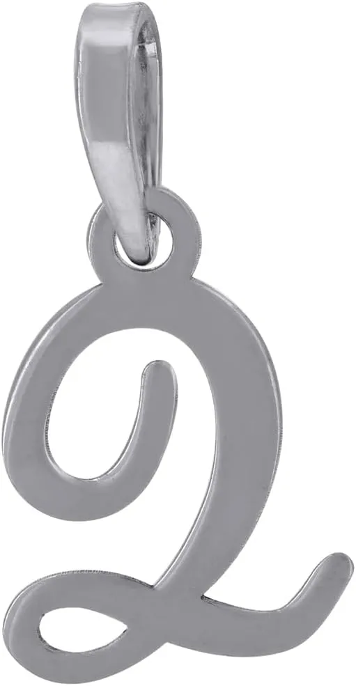 JewelryWeb 925 Sterling Silver Unisex Cursive Letter Name Personalized Monogram Initial Alphabet Q Charm Pendant Necklace 19x10mm Wide-Pendant for Women