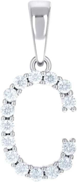 JewelryWeb 925 Sterling Silver Unisex CZ Simulated Diamond Letter Name Personalized Monogram Initial C Alphabet Charm Pendant Necklace 24.8x10.4mm Wide-Pendant for Women