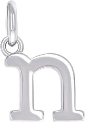 JewelryWeb 925 Sterling Silver Unisex Letter Name Personalized Monogram Initial Small Alphabet N Charm Pendant Necklace 13.7x8mm Wide-Pendant for Women