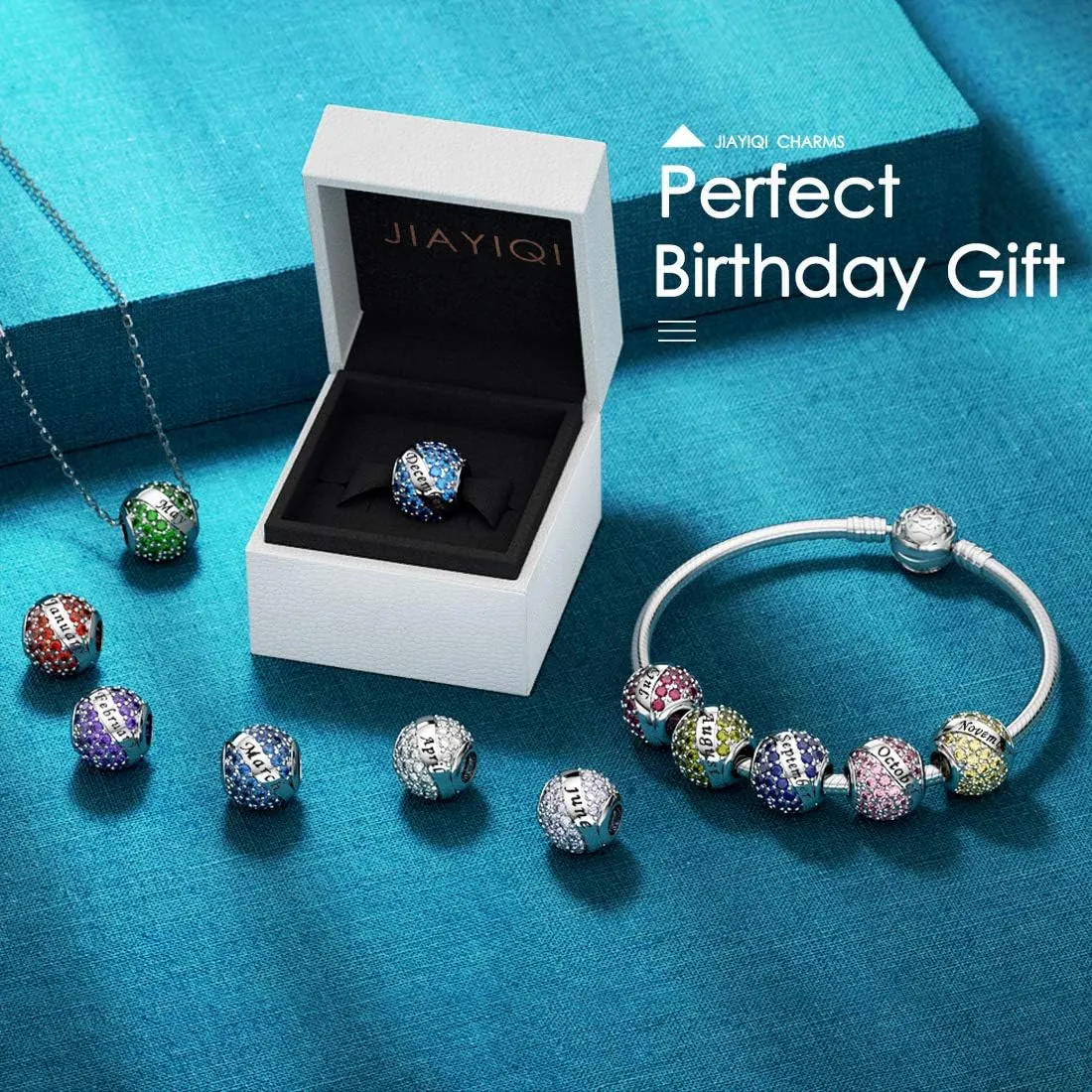 JIAYIQI Birthday Charm Fit Charm Bracelets Necklace, 925 Sterling Silver Pendants Beads for Women Jewelry