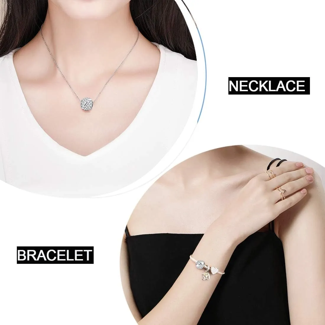 JIAYIQI Birthday Charm Fit Charm Bracelets Necklace, 925 Sterling Silver Pendants Beads for Women Jewelry