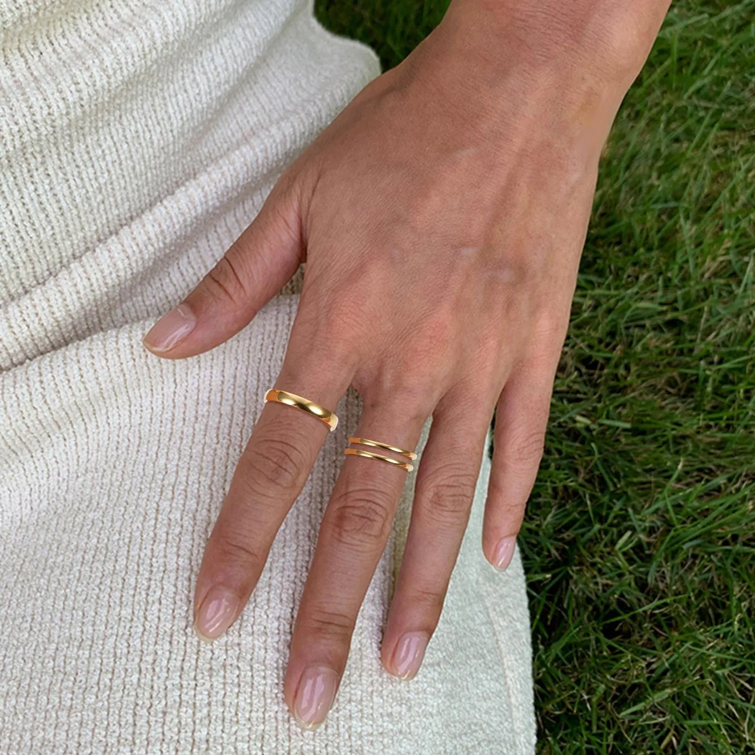 Jstyle 14K Gold Filled Stacking Rings for Women, Minimalist Stackable Gold Rings, Dainty Non Tarnish Pinky Thumb Statement Thin Band Rings Set, Comfort Fit 1mm 3mm