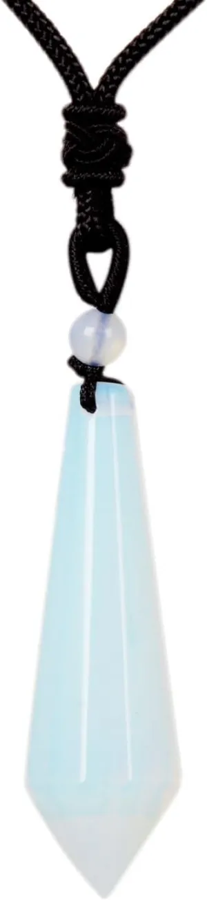 Justinstones Natural Gemstone Pendants Hexagonal Faceted Conical Necklace Adjustable Cord Necklace 18 to 28 Inch
