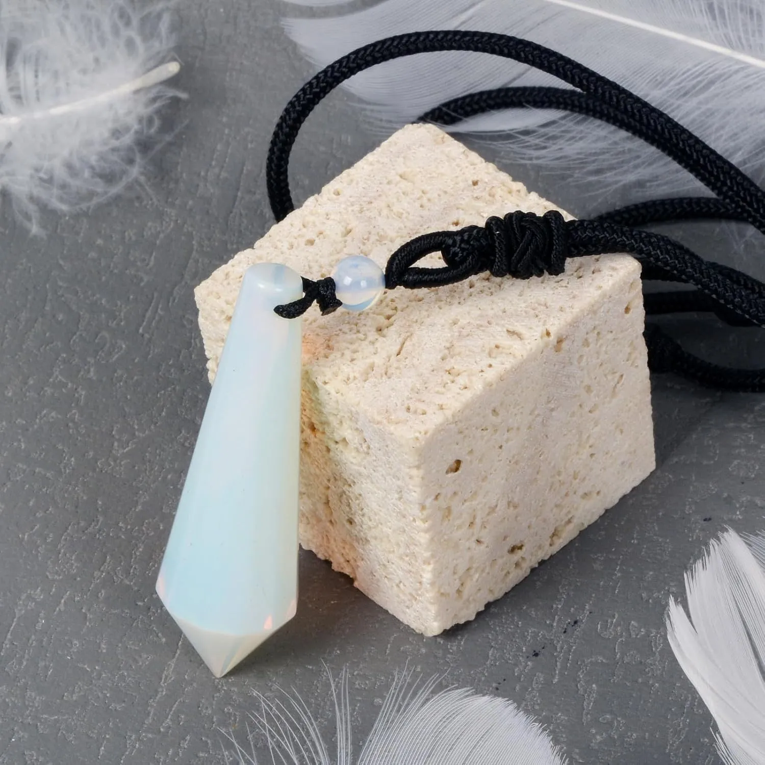 Justinstones Natural Gemstone Pendants Hexagonal Faceted Conical Necklace Adjustable Cord Necklace 18 to 28 Inch