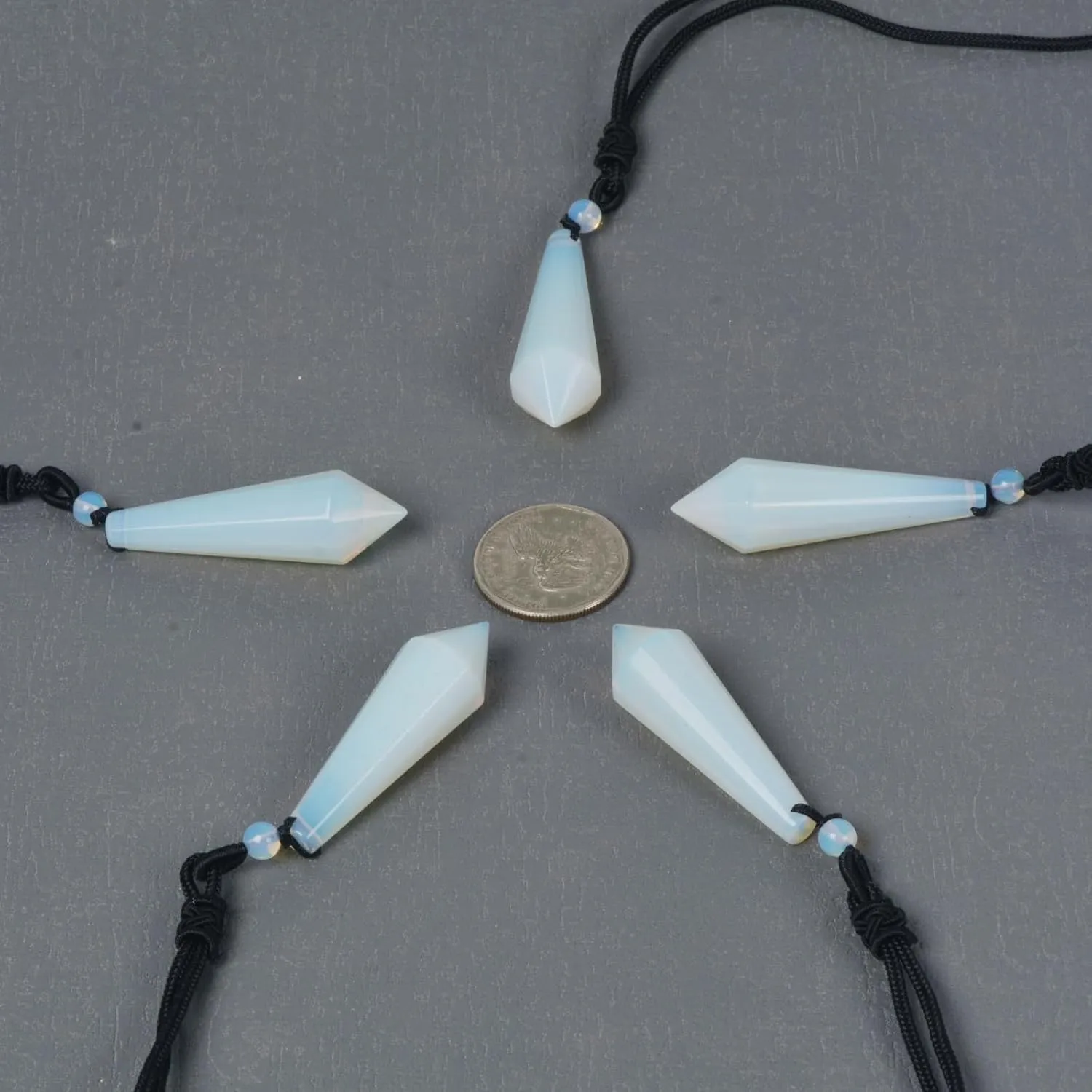 Justinstones Natural Gemstone Pendants Hexagonal Faceted Conical Necklace Adjustable Cord Necklace 18 to 28 Inch