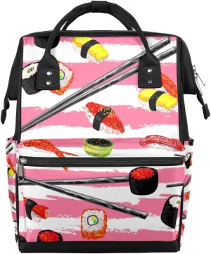 Kawaii Sushi Diaper Bag Tote Large Capacity Waterproof with Adjustable Shoulder Strap and Pram Straps Mommy Bag for Hospital Beach Weekender Travel