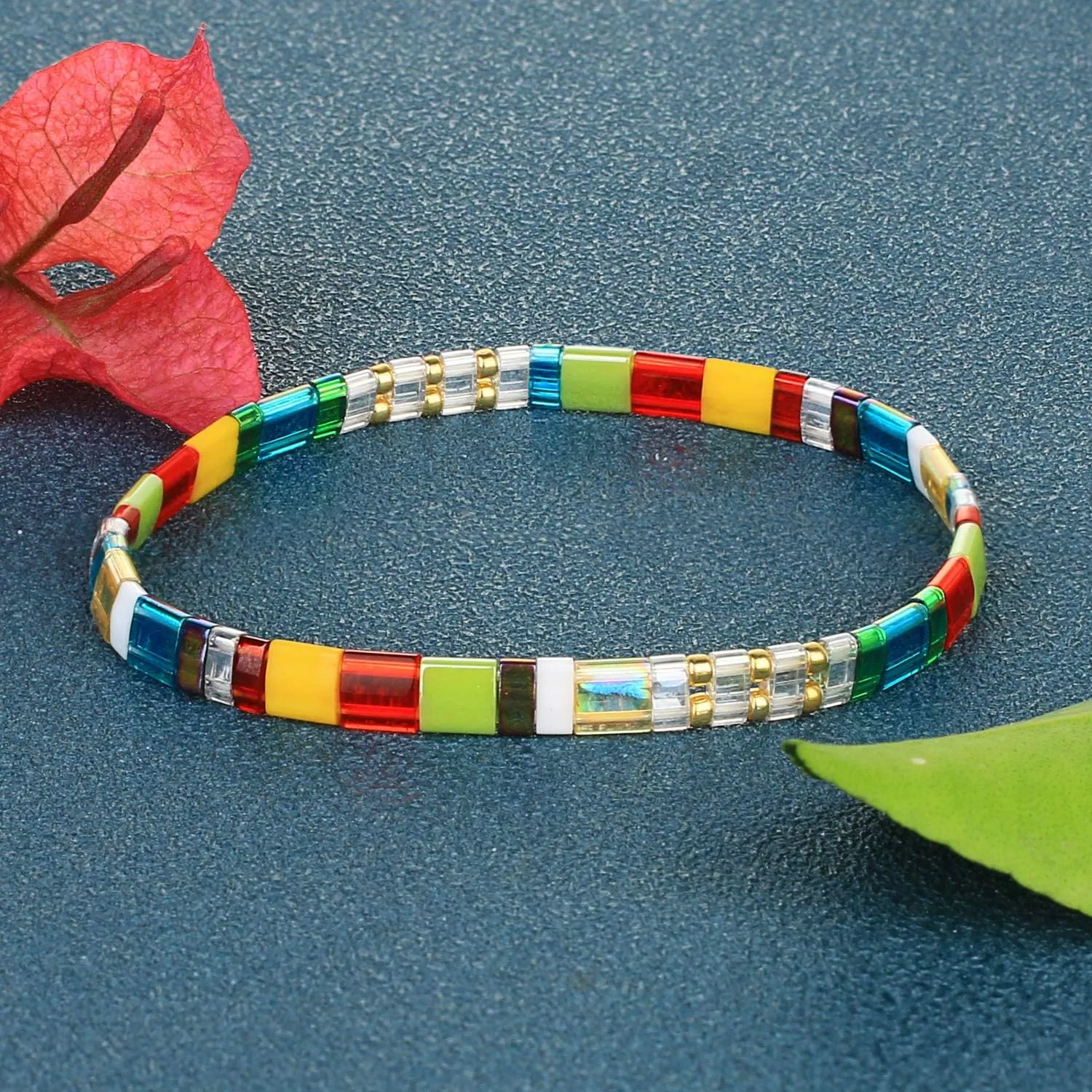 KELITCH Colorful Beaded Stretch Bracelets Stackable Strand Friendship Bracelets