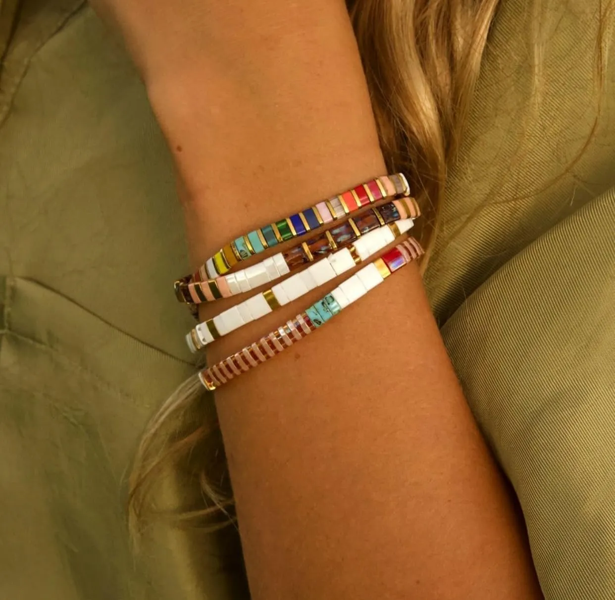 KELITCH Colorful Beaded Stretch Bracelets Stackable Strand Friendship Bracelets