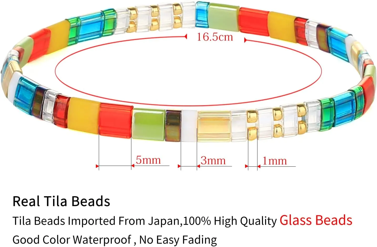KELITCH Colorful Beaded Stretch Bracelets Stackable Strand Friendship Bracelets