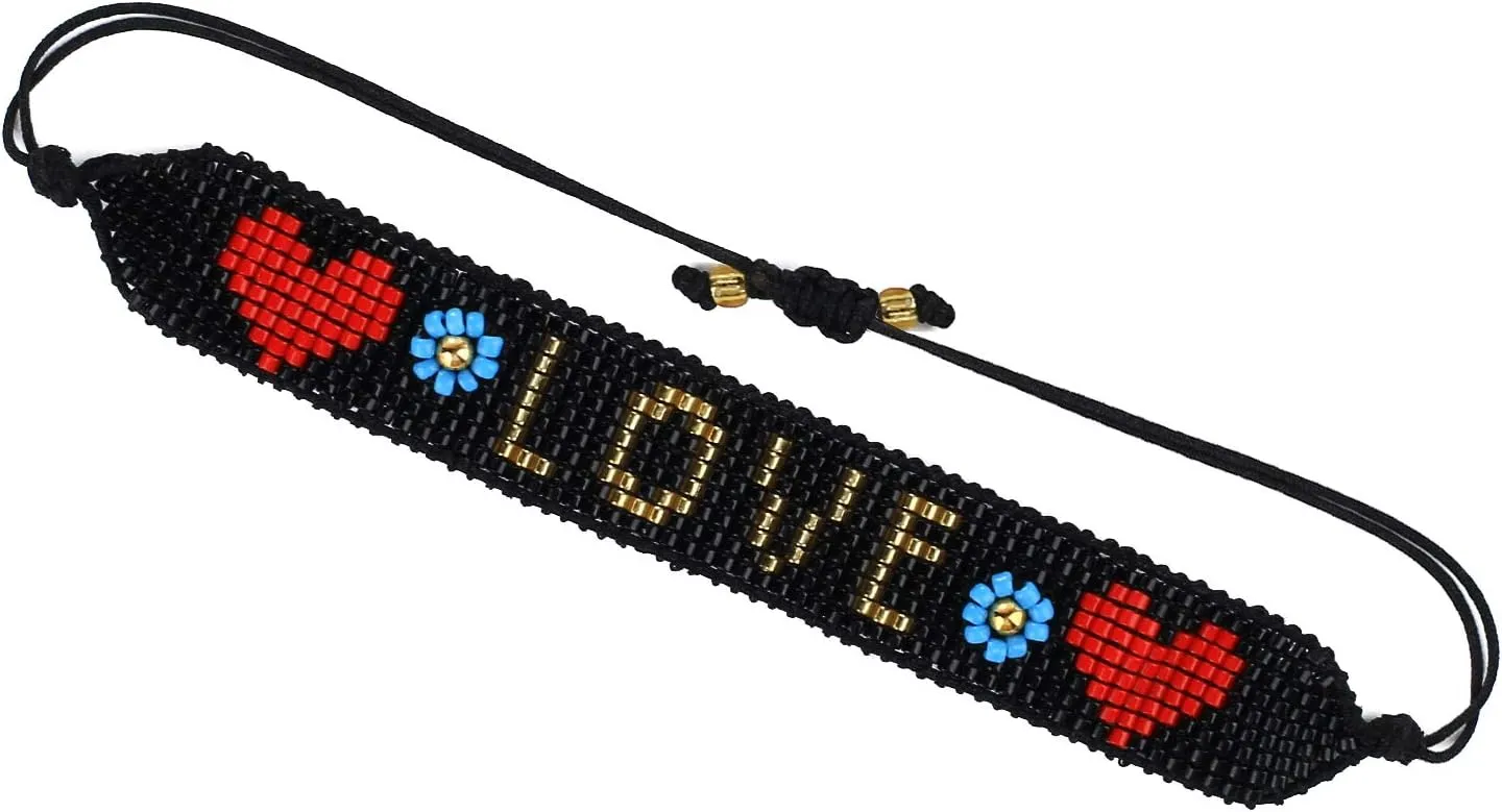KELITCH Crystal Nail Miyukyi Beads Wax Rope Bracelets Friendship Bracelets for Women New Summer Charm Bracelets