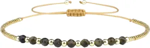 KELITCH Friendship Bracelets Agate Beaded Strand Bracelets Adjustable Charm Bracelets Fashion Jewelry for Women (Black 27H)