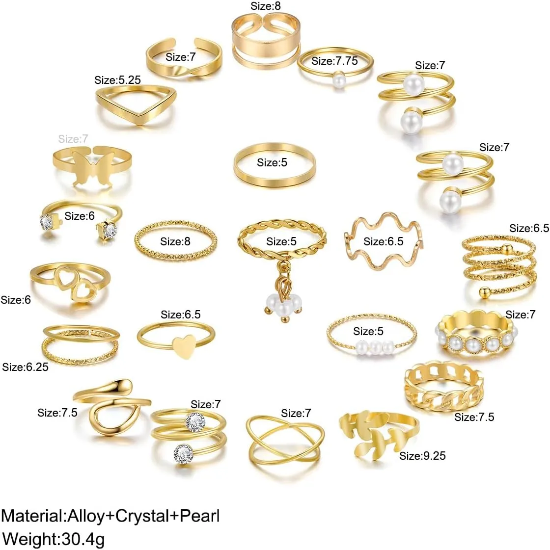 Knuckle Stackable Gold Rings for Women Gold Stacking Ring Set Vintage Boho Ring Set Butterfly Heart Pearl Rhinestone Stackable Statement Rings for Women
