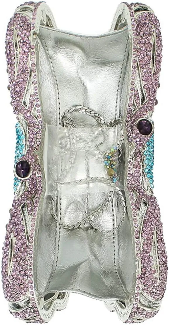 Ladies Elegant Evening-Bag Chain Crystal Wedding Clutch-Purse Party Handbag Butterfly