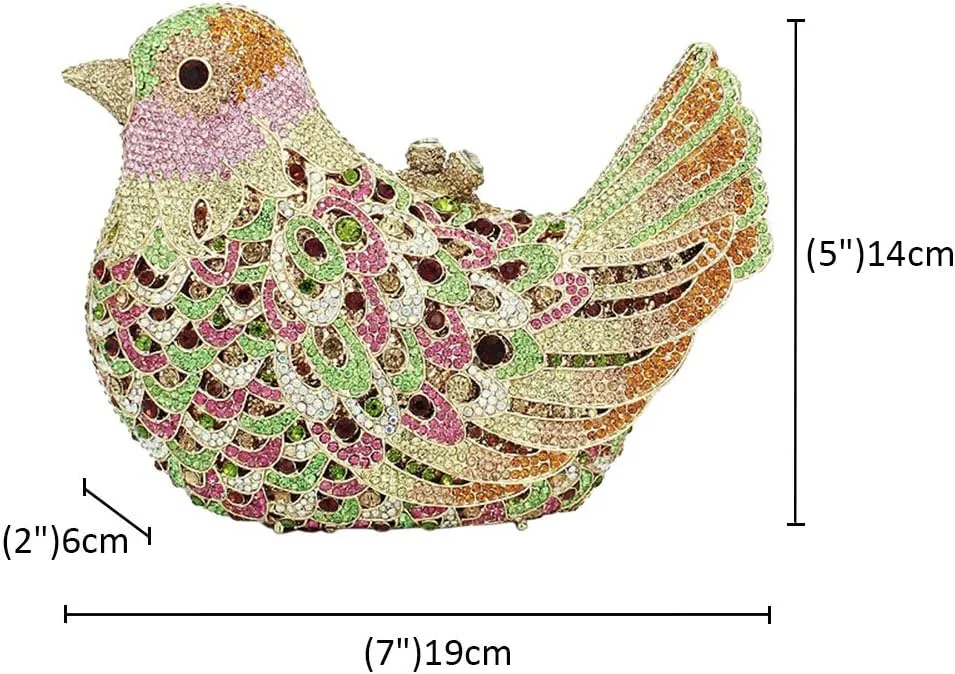 Ladies Luxury-Handbag Rhinestone Evening-Bag Chain Wedding Women Clutch-Purse Bird