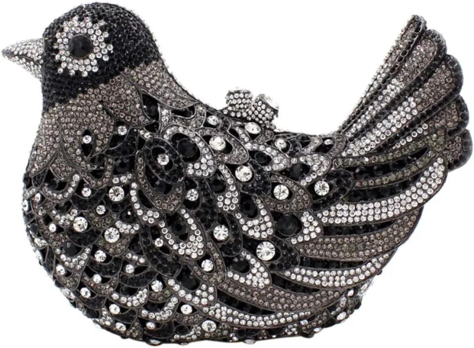 Ladies Luxury-Handbag Rhinestone Evening-Bag Chain Wedding Women Clutch-Purse Bird