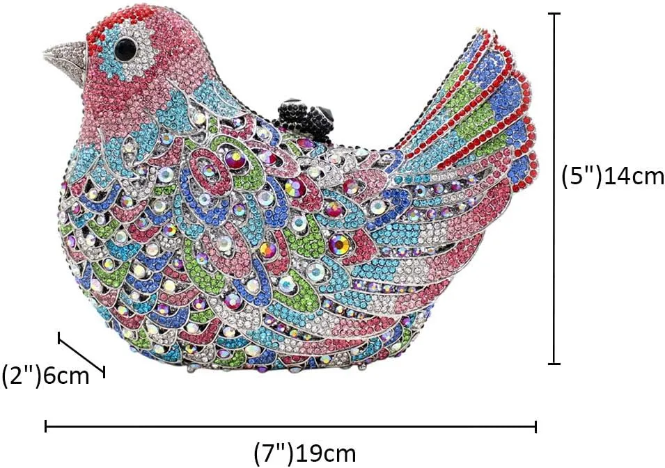 Ladies Luxury-Handbag Rhinestone Evening-Bag Chain Wedding Women Clutch-Purse Bird
