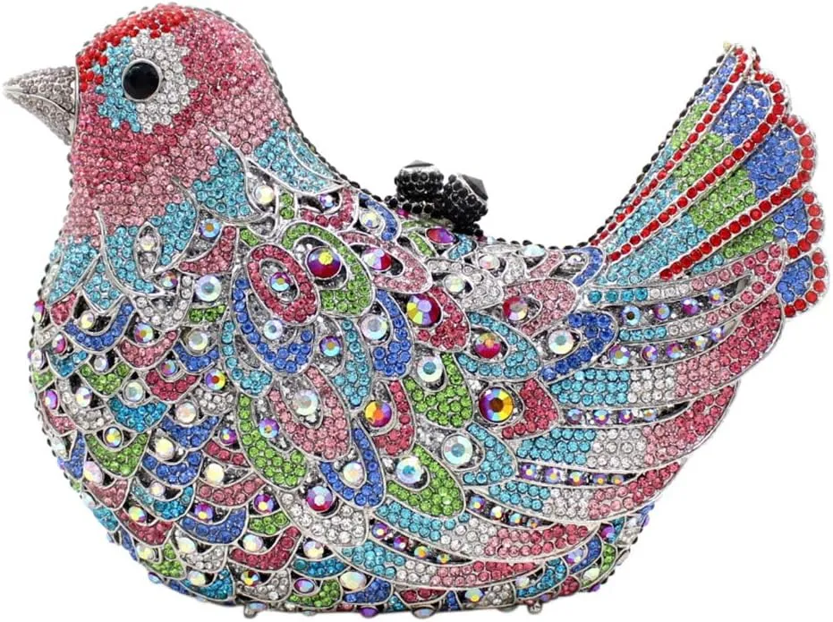 Ladies Luxury-Handbag Rhinestone Evening-Bag Chain Wedding Women Clutch-Purse Bird