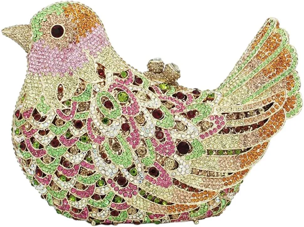 Ladies Luxury-Handbag Rhinestone Evening-Bag Chain Wedding Women Clutch-Purse Bird