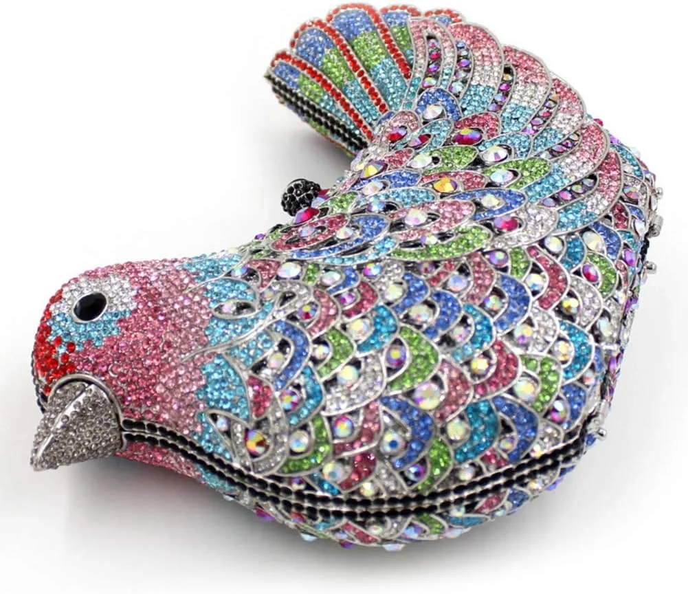 Ladies Luxury-Handbag Rhinestone Evening-Bag Chain Wedding Women Clutch-Purse Bird