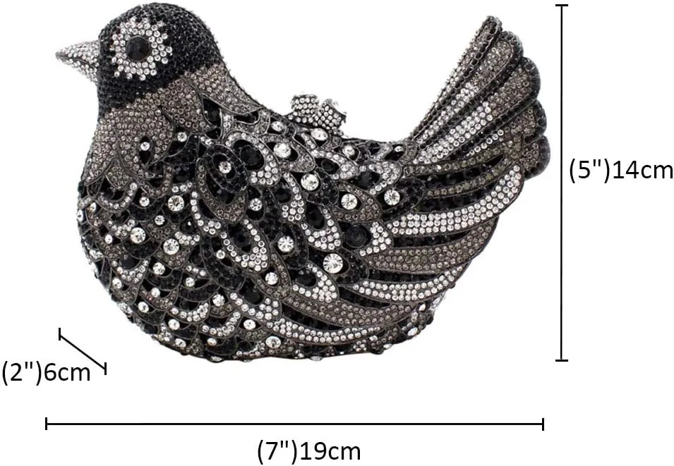 Ladies Luxury-Handbag Rhinestone Evening-Bag Chain Wedding Women Clutch-Purse Bird
