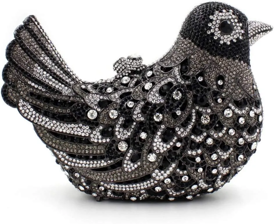 Ladies Luxury-Handbag Rhinestone Evening-Bag Chain Wedding Women Clutch-Purse Bird
