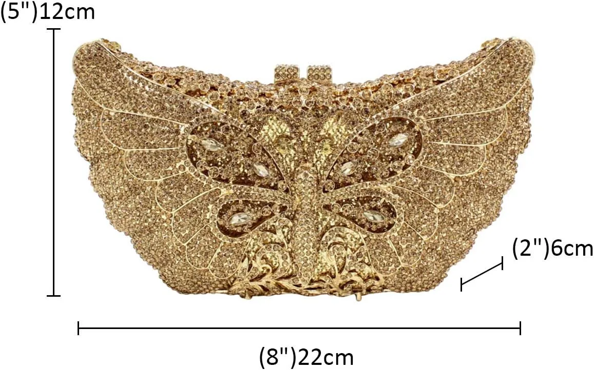 Ladies Wedding Clutch-Purse Chain Rhinestone Evening-Bag Luxury Handbag Dragonfly