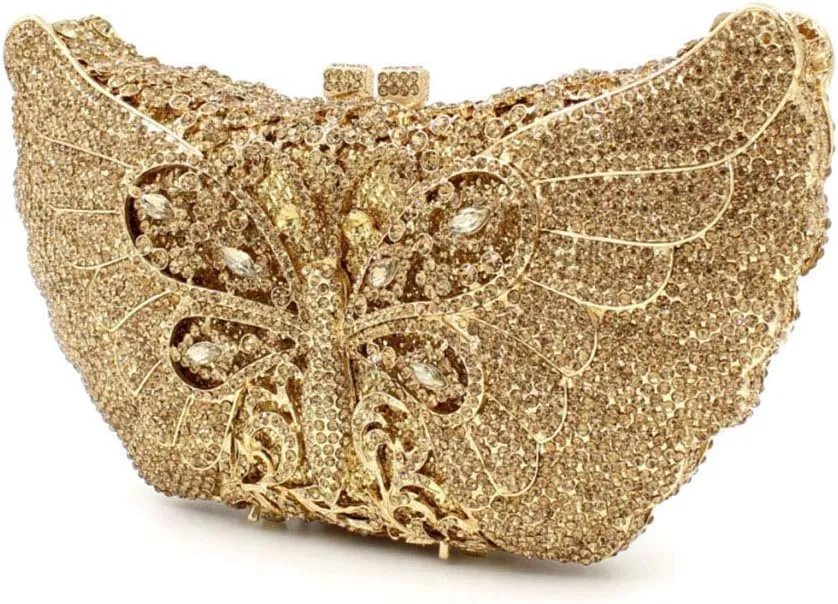 Ladies Wedding Clutch-Purse Chain Rhinestone Evening-Bag Luxury Handbag Dragonfly