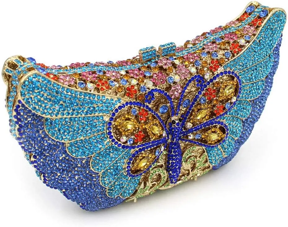 Ladies Wedding Clutch-Purse Chain Rhinestone Evening-Bag Luxury Handbag Dragonfly