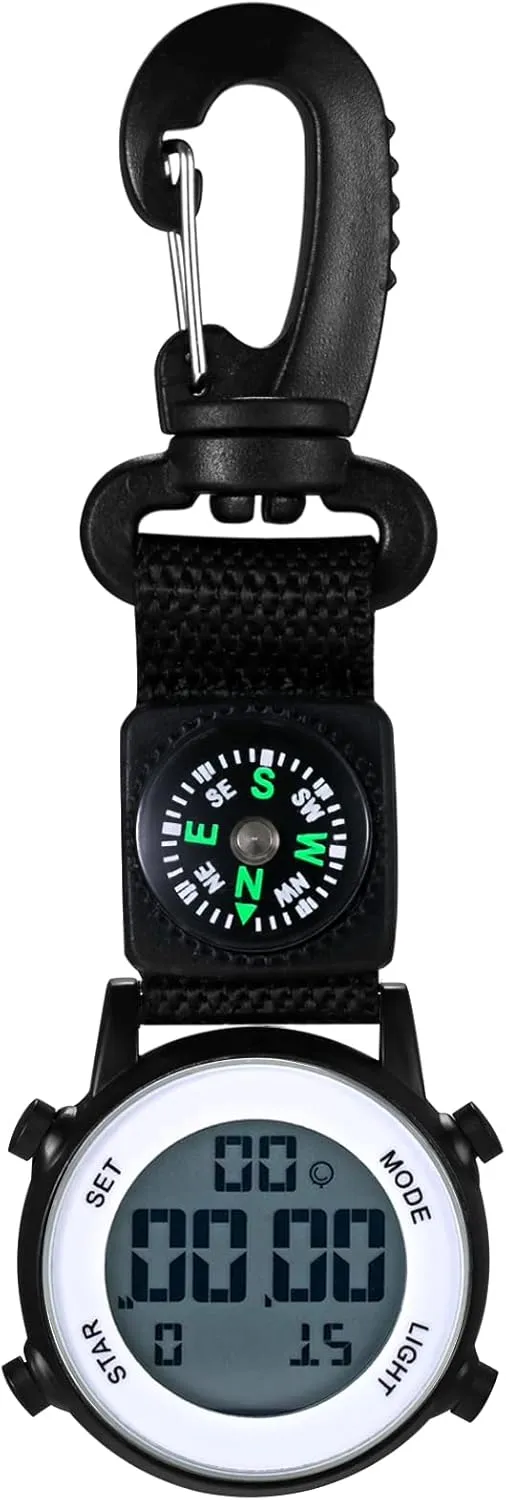 Lancardo Clip on Digital Watch Backpack Fob Watch for Men and Women Nylon Band Key Ring Watch for Nurses Doctors Chefs Climbers Home Office Outdoor Use