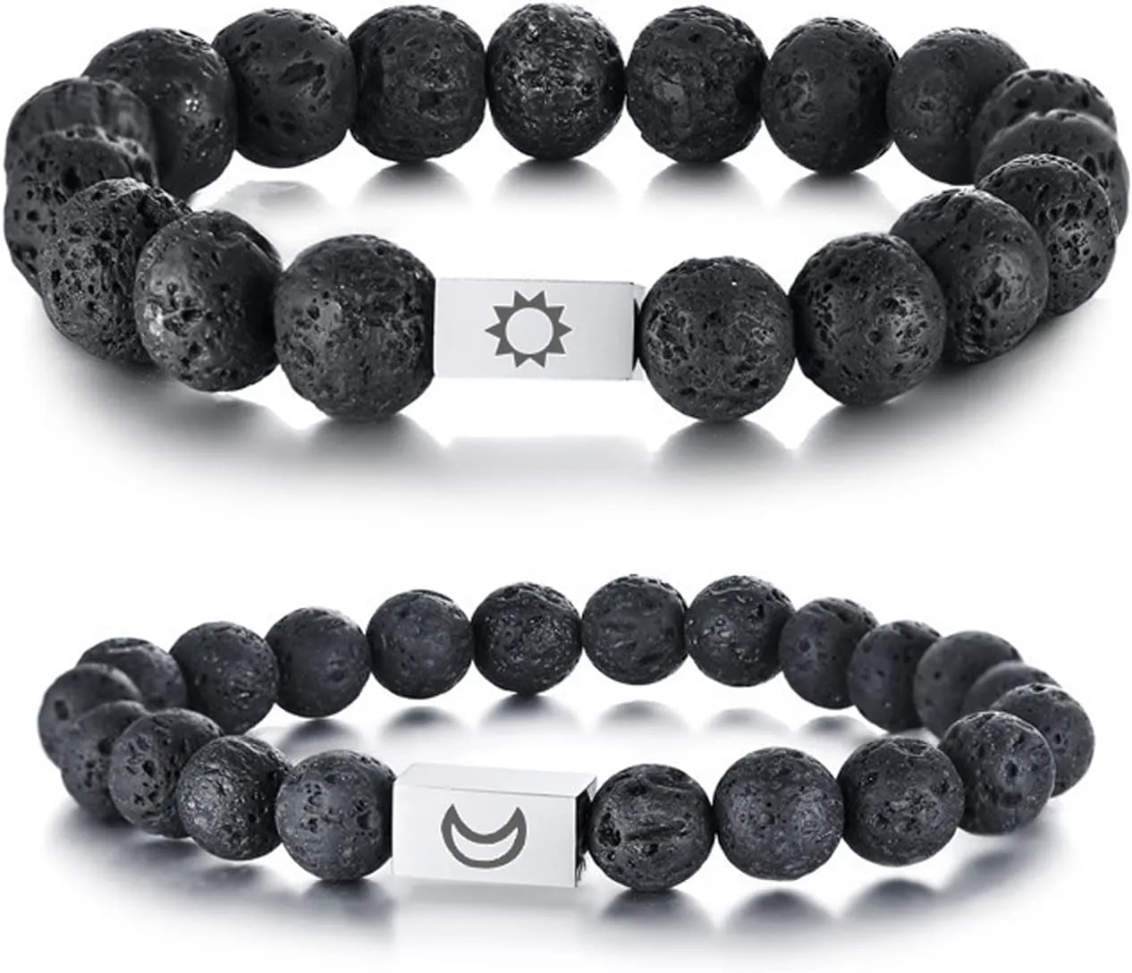 Lava Bead Bracelets for Women, Couple Bracelets Stretch Bracelets for Women Men Couples Gifts 8mm/10mm