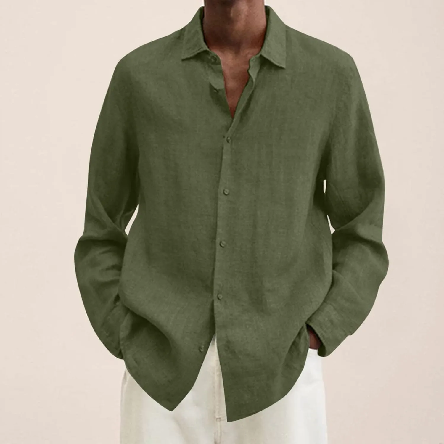 LCMTWX Long Sleeve Shirt Men Lapel Cotton Solid Color Pocket Long Sleeve Shirt Top Tee Shirts Mens Mens Easter Dress Shirt