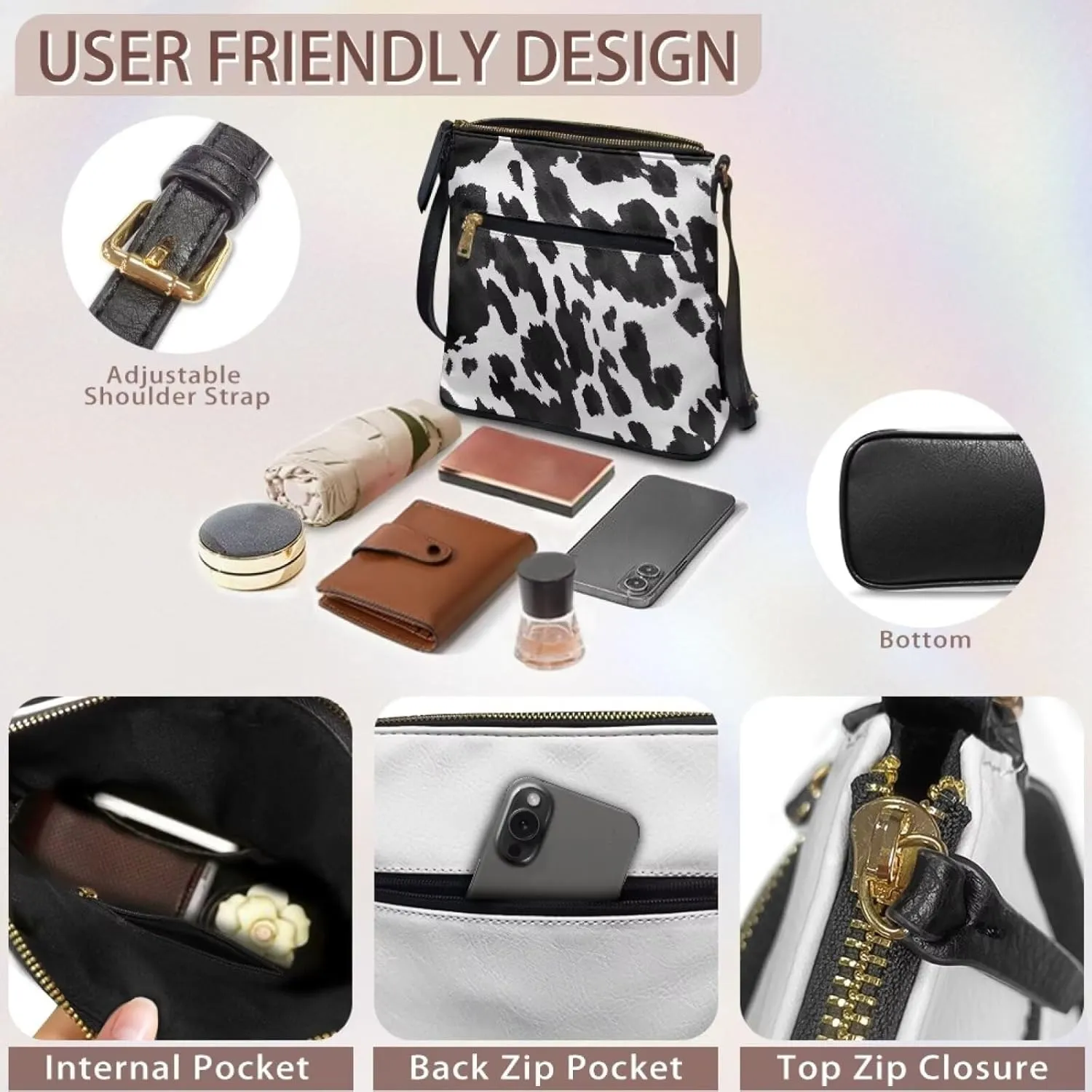 Leather Crossbody Hobo Purses for Women, Ladies Shoulder Bags Handbags Sling Messenger Bag