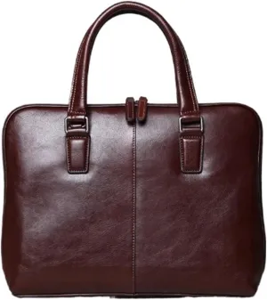 Leather Vintage Man Handbag Briefcase Men Shoulder Bags Coffe Business 14 Inch Laptop Bag