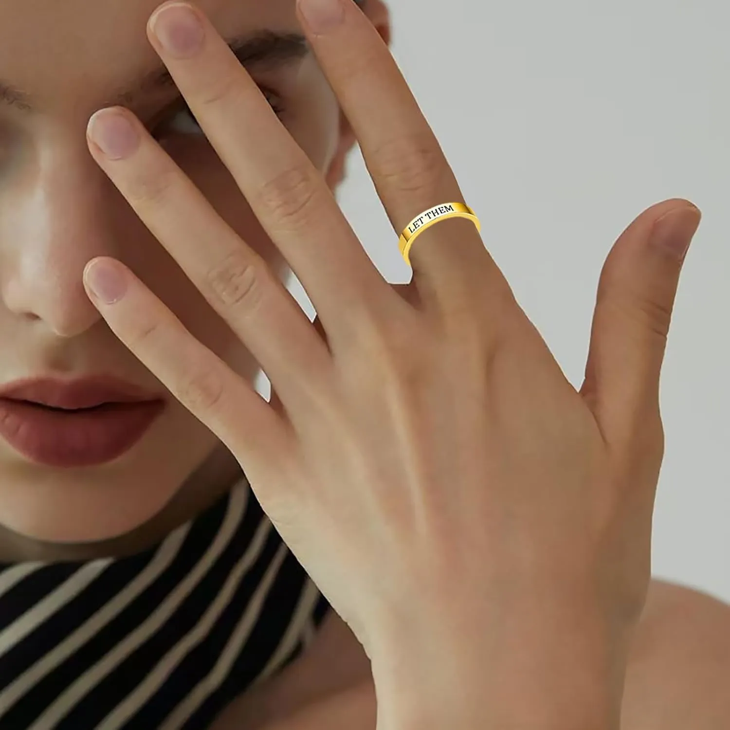 Let Them Rings for Women Self Worth Motivational Inspirational Band Stackable Stainless Steel Rings Friendship Gifts