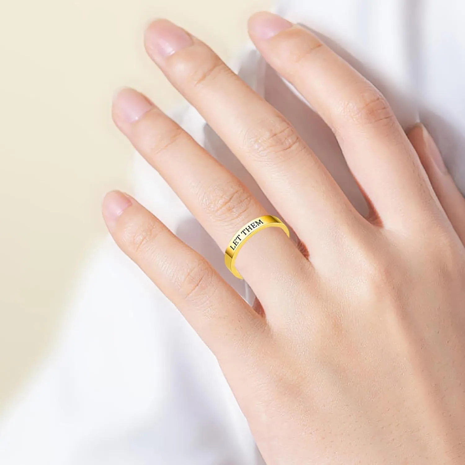 Let Them Rings for Women Self Worth Motivational Inspirational Band Stackable Stainless Steel Rings Friendship Gifts