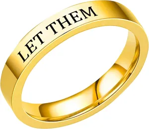 Let Them Rings for Women Self Worth Motivational Inspirational Band Stackable Stainless Steel Rings Friendship Gifts