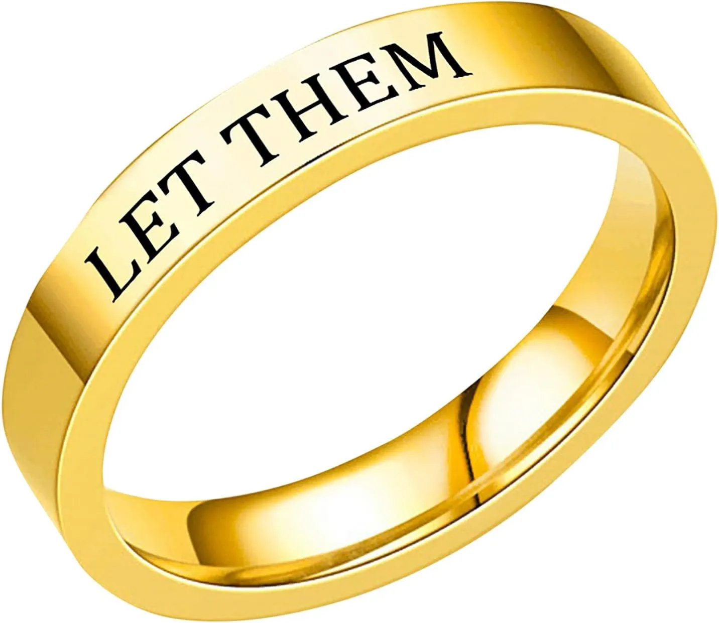 Let Them Rings for Women Self Worth Motivational Inspirational Band Stackable Stainless Steel Rings Friendship Gifts